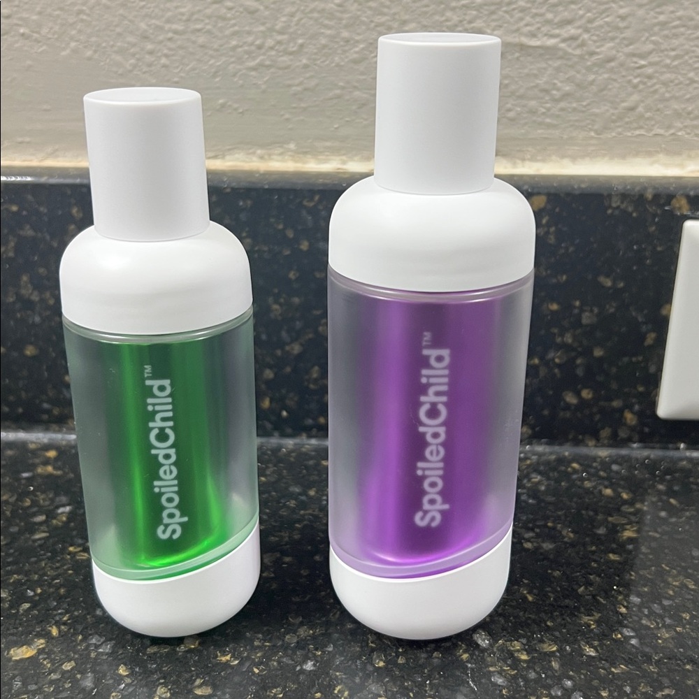 SpoiledChild Green and Purple Bottles C29 and A35